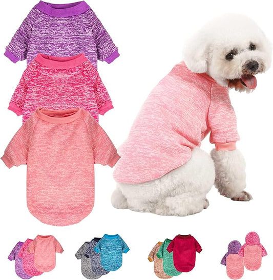 3 Pack Dog Sweater, Dog Sweaters for Small Dogs, Warm Soft Pet Clothes for Puppy, Medium Large Cat, Dogs Girl or Boy, Dog Shirt for Winter Christmas (Pink+Purple+HotPink, X-Large)