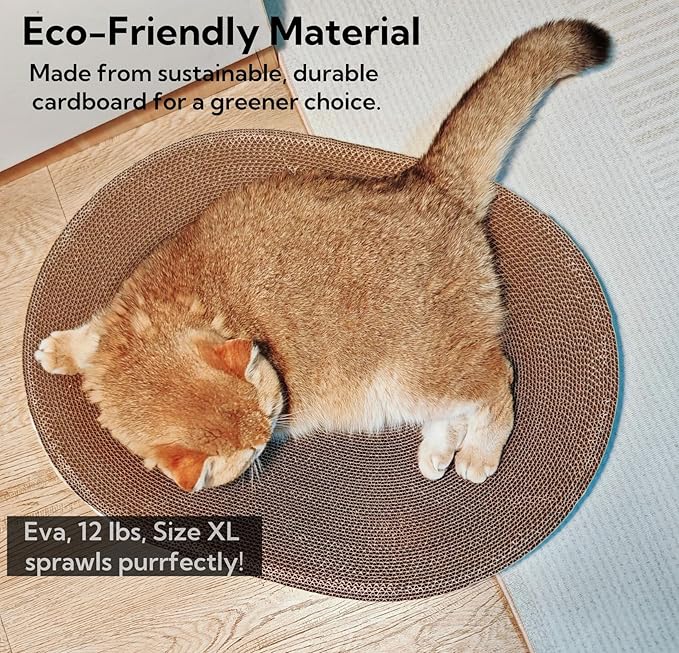 4 Pack Extra Large Cat Scratcher Cardboard, Oval Cat Scratcher Bed Cat Scratch Bowl, Scratching Lounge Couch Round Shaped Cat Scratch Board Nest for Indoor Cats Furniture Protector