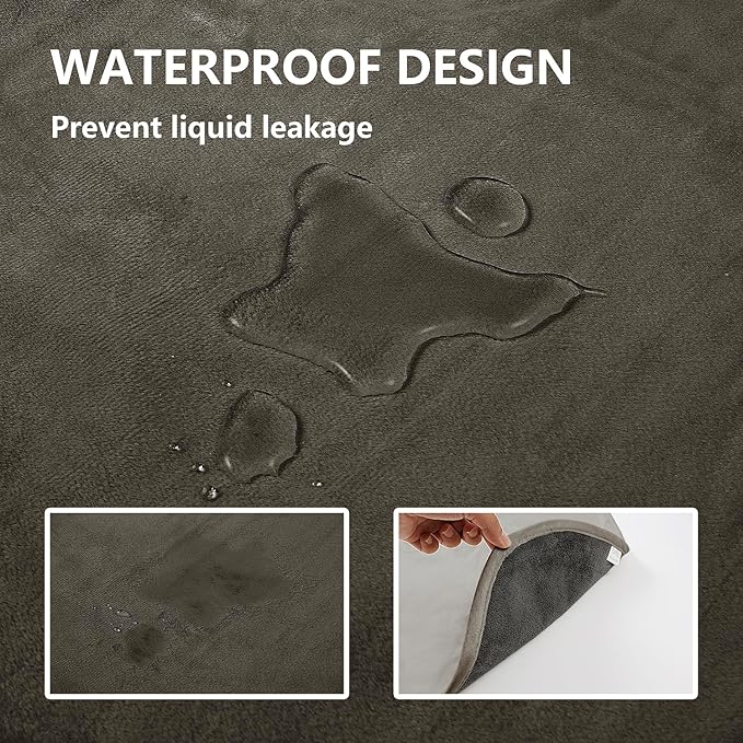 Waterproof Blanket for Bed Protection, Washable Dog Blankets for Couch, Soft Reversible Pet Throw Furniture Protector Cover for Sofa-82"x120",Light Brown+Dark Brown