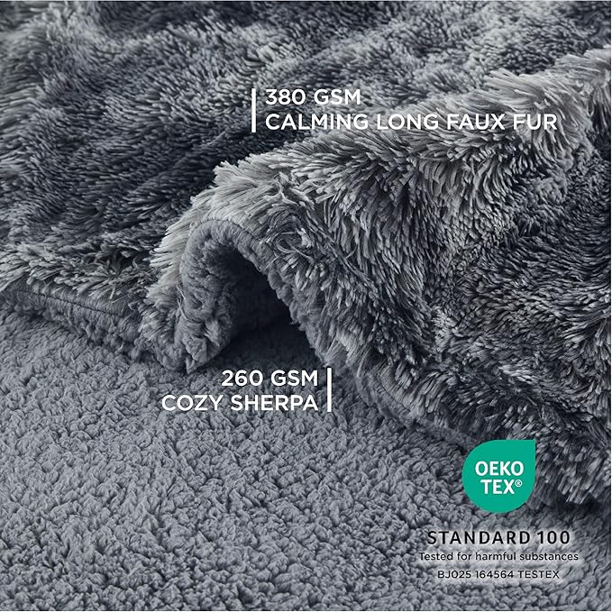 Bedsure Waterproof Dog Blankets for Large Dogs - Cat Blanket for Couch Protector Washable Long Faux Fur,Calming Soft Reversible Throw Furniture Protection for Puppy Pet, 40"x50", Tie-dye Grey