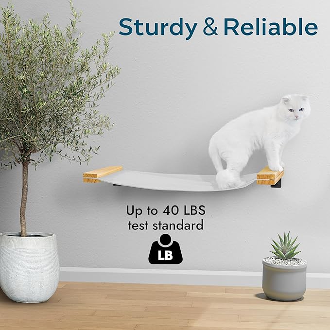 Cat Wall Hammock | Cat Shelves for Wall | Bridge, Shelf and Perches | Modern Wall Furniture for Indoor Cats | Mounted Hammock Bed for Sleeping, Playing, and Lounging.