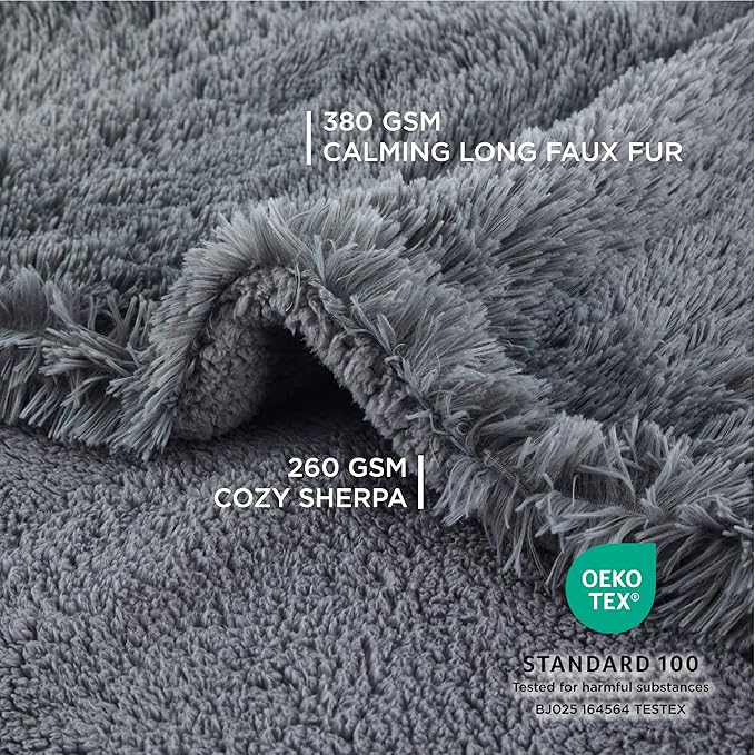 Bedsure Waterproof Dog Blankets for Large Dogs - Cat Blanket for Couch Protector Washable Long Faux Fur, Calming Soft Reversible Throw Furniture Protection for Puppy Pet Pet, 40"x50", Grey