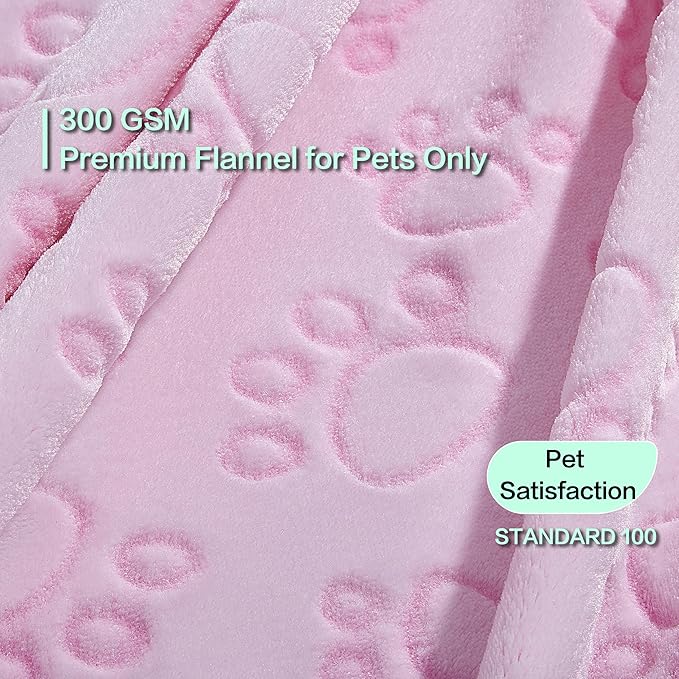 Stuffed Premium Soft Dog Blanket, with Flannel Grey Cute Paw Print, Cat Blanket Puppy Supplies Dog Products Stuff Essentials(Pink 32x40 inches)