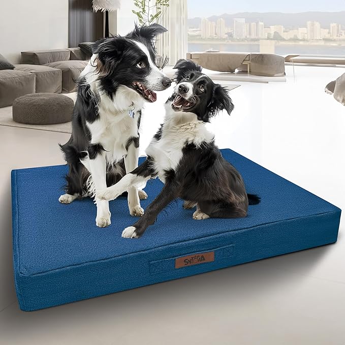 Sytopia 36-Inch Indestructible Chew-Resistant Dog Bed – Large, Waterproof & Orthopedic Pet Bed for Outdoor Use, Supports Up to 60 lbs, Machine-Washable, Great for Crates – Navy Blue