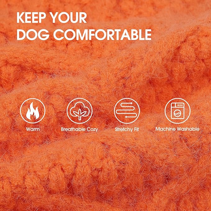IECOii Large Dog Sweater - Neutral Thick Warm Sweater for Large Dogs (Male & Female), XL, Beagle & Corgi Sizes - Orange- Perfect for Christmas, Thanksgiving & Halloween