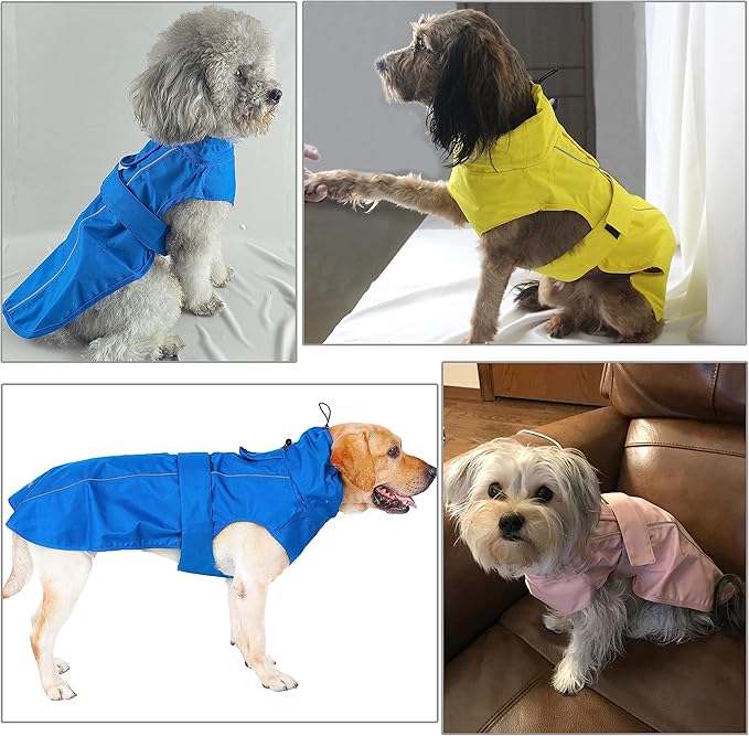 Adjustable Waterproof Dog Raincoat for Dogs,Lightweight Pet Rain Jacket Puppy Clothes with Reflective Strip for Small Medium Large Dogs(XX-Large,Gold Cheery Blossoms Pink)