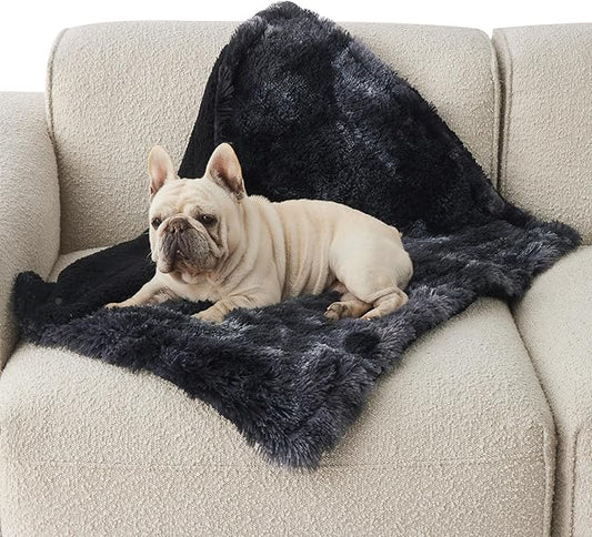 Bedsure Waterproof Dog Blankets for Medium Dogs - Calming Cat Blanket for Couch Protector Washable, Long Faux Fur Pet Throw Blanket for Puppy, Reversible Furniture Protection, 30"x40", Tie-dye Black