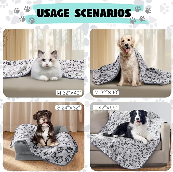 Stuffed® Premium Soft Dog Blanket Washable, 40"x32" Cat Blanket for Indoor Cats Large Medium Small Dog Gifts Puppy Essentials (Grey)