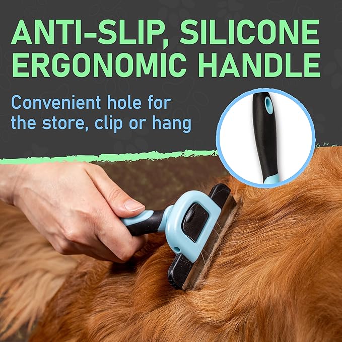 Maxpower Planet Pet Grooming Brush - Deshedding Tool for Dogs and Cats - Short and Medium Hair Deshedder Comb - Reduces Shedding up to 95% - Blue