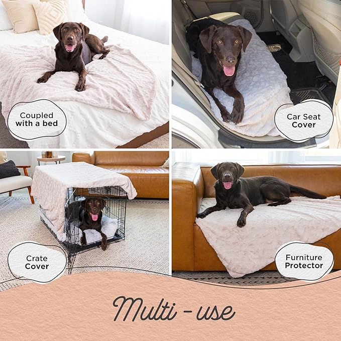 Best Friends by Sheri Calming Lux Dog Blanket – Ultra Soft Faux Fur Pet Throw, Anxiety-Relief, Lightweight Warm Bed Cover for Dogs and Cats, Machine Washable, Oyster Cream, 40" x 50"