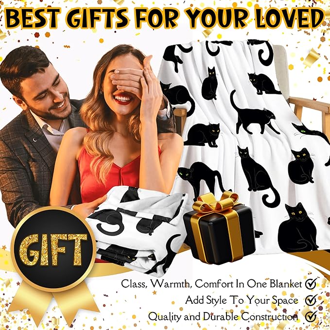 Black Cats Blanket Throw Super Soft and Cozy Blankets for Home Decoration, Couch, Bed, Sofa 40"x30" Extra Small for Pets for All Seasons