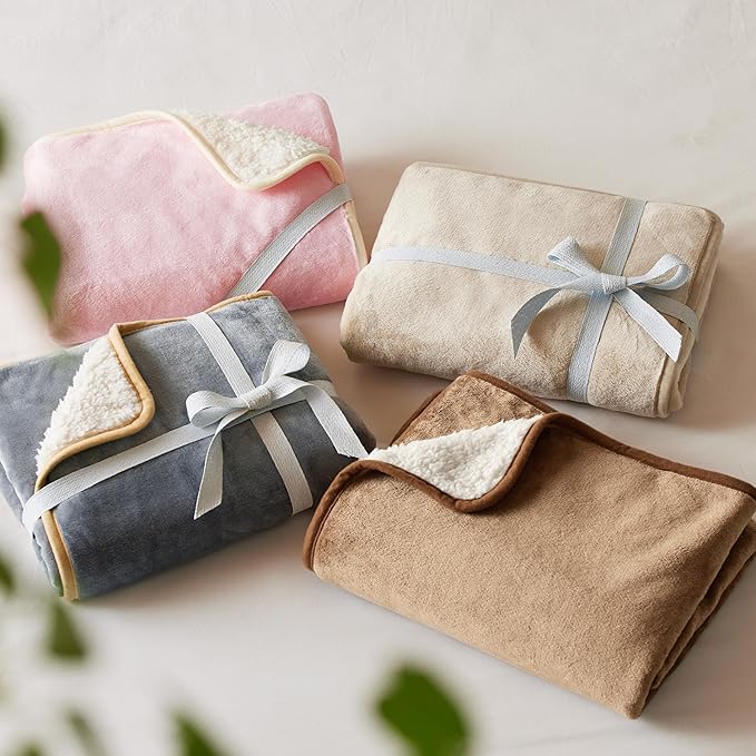 Bedsure Waterproof Blanket for Bed - Sherpa Fleece Waterproof Dog Blankets for Large Dogs, Pet Blankets for Bed/Couch, Soft Plush Reversible Furniture Protector, Twin Size, 80"x60", Grey