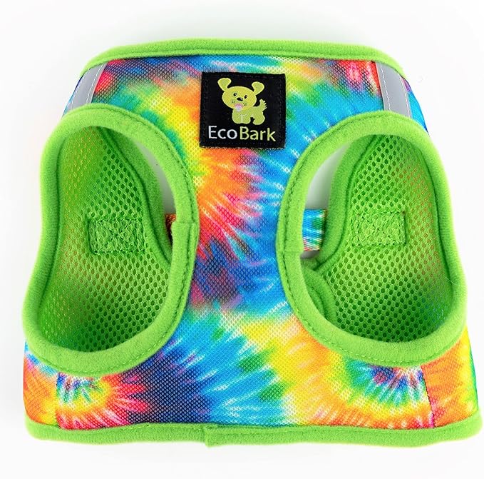 EcoBark Step in Dog Harness - Soft Mesh Dog Vest Harnesses for Puppies and Small Dogs - Reflective and Adjustable No Pull and No Choke Halter Harness - Comfort Padded Body Harness (Tie Dye, XL)