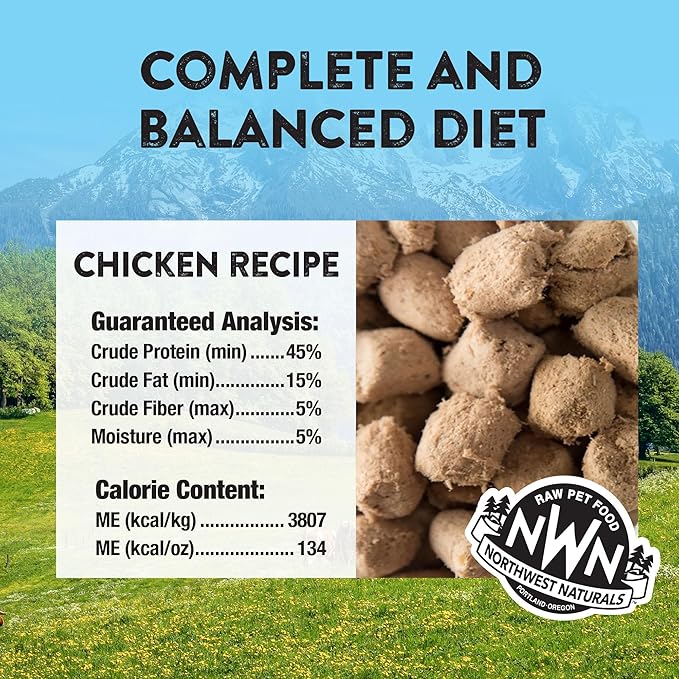 Northwest Naturals Freeze-Dried Chicken Cat Food - Bite-Sized Nibbles - Healthy, Limited, Human Grade Ingredients, All Natural, Proudly Made in USA, 11 Oz (Pack of 3)