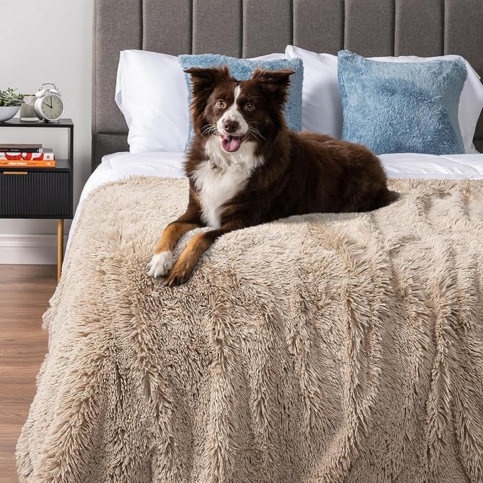 PetAmi Waterproof Dog Blanket for Medium Large Dogs, Calming Fleece Cat Blanket, Couch Protector Washable Sherpa Faux Fur Pet Throw for Puppy, Soft Reversible Leakproof 40x60 Taupe