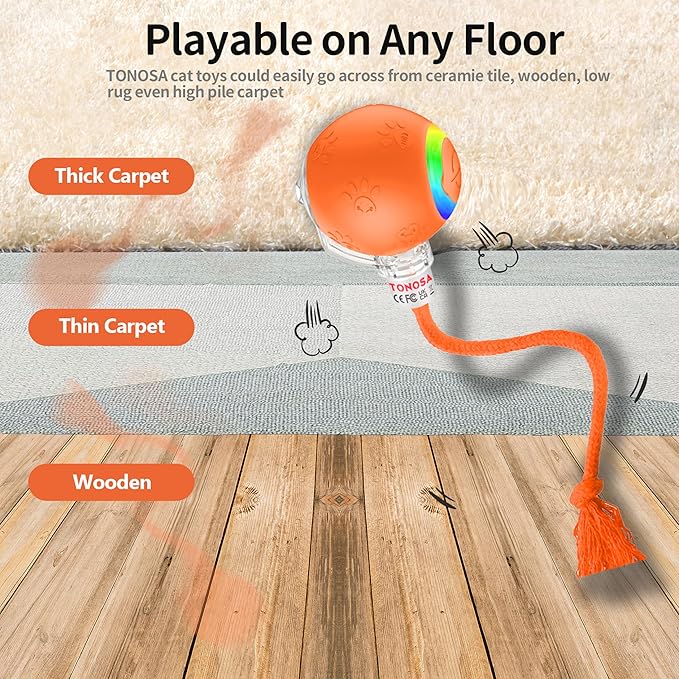 Interactive Cat Toys for Indoor Cats-Fast Rolling on Carpet,Automatic Cat/Kitten Toys for Bored Indoor Cats,Motion Activated