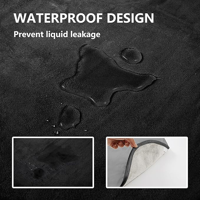 Waterproof Blanket for Bed Protection, Washable Dog Blankets for Couch, Soft Reversible Pet Throw Furniture Protector Cover for Sofa-82"x120",Black+Lightgrey