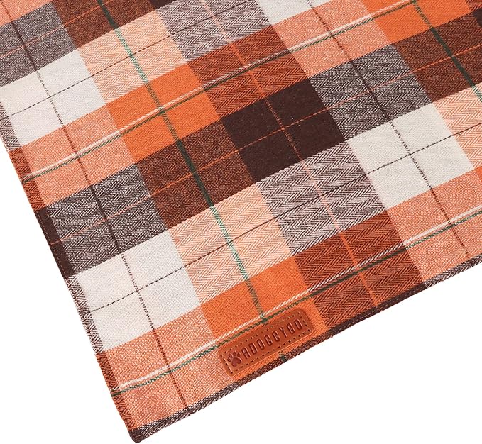 ADOGGYGO 4 Pack Plaid Dog Bandanas Fall Halloween Thanksgiving Christmas, Premium Cotton Fabric, Red Green Orange Blue Plaid Bandanas for Medium Large Dogs (Large)