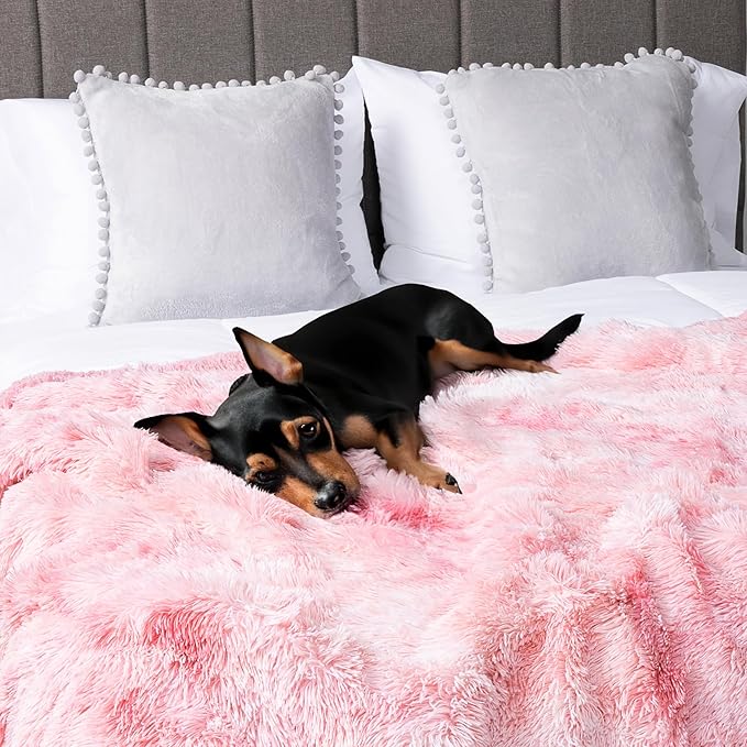 PetAmi Waterproof Dog Blanket for Medium Large Dogs, Calming Fleece Cat Blanket, Couch Protector Washable Sherpa Faux Fur Pet Throw for Puppy, Soft Reversible Leakproof 40x60 Tie-Dye Pink