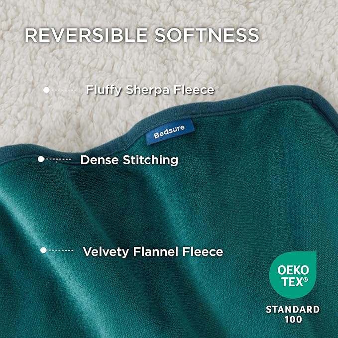 Bedsure Cat Blanket for Indoor Cats - Waterproof Calming Cat Blankets for Couch Protection, Sherpa Fleece Pet Blanket, Soft Plush Reversible Throw Furniture Protector, 40"x30", Green