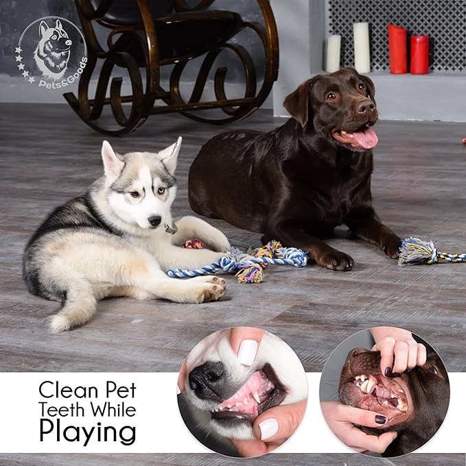 Pets&Goods Dog Chew Toys – 5-Pack Cotton Rope Tug & Teething Toy – Small/Medium Dog Chew Toy for Puppies & Adult Dogs – Interactive Tug of War Rope, Dental Cleaning, Boredom Buster – Multicolor