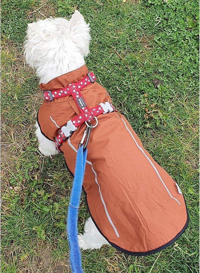 Mile High Life Dog Raincoat, Adjustable Waterproof Reflective Rain Jacket for Small Medium Large Dogs, Lightweight Breathable Pet Rain Coat with Leash Hole(Brown,XS Chest 17-23")