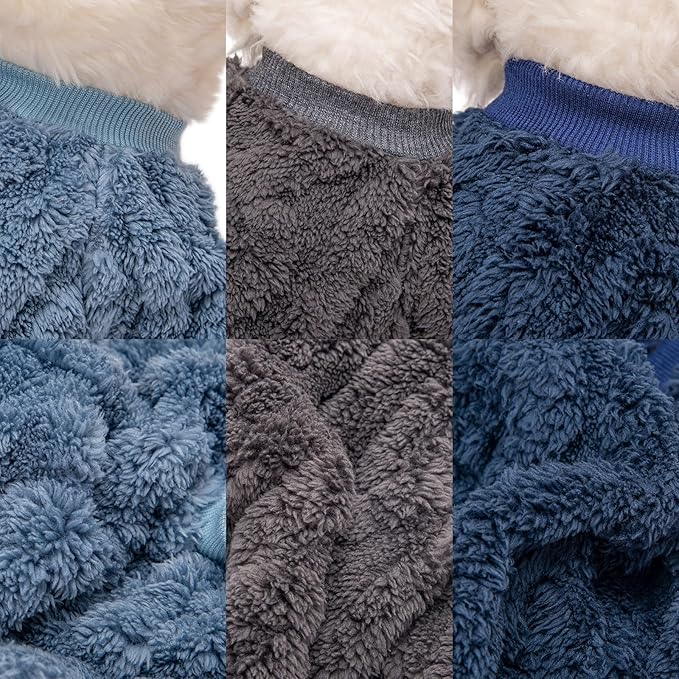 Dog Sweater, 3 Pack Dog Sweaters for Small Dogs or Cats, Girl or Boy, Warm Dog Clothes Shirt Coat for Winter Christmas (Blue, Dark Blue, Grey, Medium)