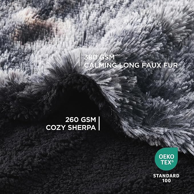 Bedsure Waterproof Dog Blankets for Large Dogs - Calming Cat Blanket for Couch Protector Washable, Long Faux Fur Pet Throw Blanket for Puppy, Reversible Furniture Protection, 40"x50", Tie-dye Black