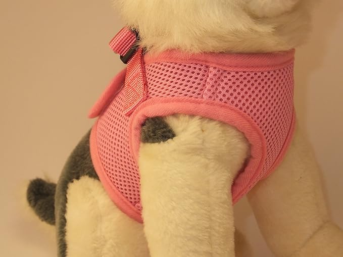 Soft No Pull Step-in Dog Harness Small Dog XXS XS Vest for Teacup, Chihuahua, Yorkie, Pomeranian Dog Vest Harness for Puppy Comfy Pink Mesh for Puppies (LG 16"-17.5" 9-12 lbs)