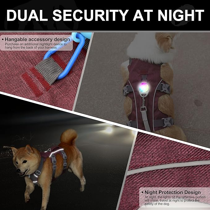 Escape Proof Dog Harness Medium Sized Dog, Reflective No Pull Dog Vest with Handle, Lightweight Full Body Pet Harness Adjustable for Walking,Training(Blue,Chest:17-32")