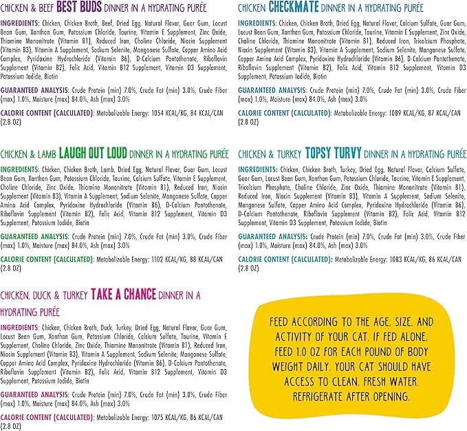 Weruva B.F.F. Play - Best Feline Friend Paté Lovers, Aw Yeah!, Fowl Play Yellow Patés Variety Pack, 2.8oz Can (Pack of 18)