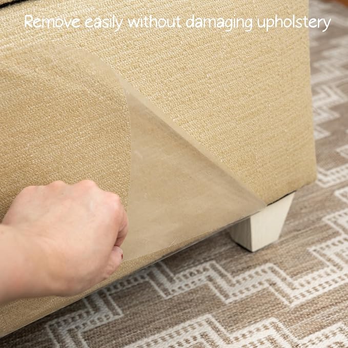 Kitty City Cat Furniture Protector – Heavy-Duty Scratch Guard for Sofas & Chairs – Multi-Pack Peel-and-Stick Cat Claw Protector, Transparent, Flexible, Pet-Friendly, Residue-Free (8 Pieces)