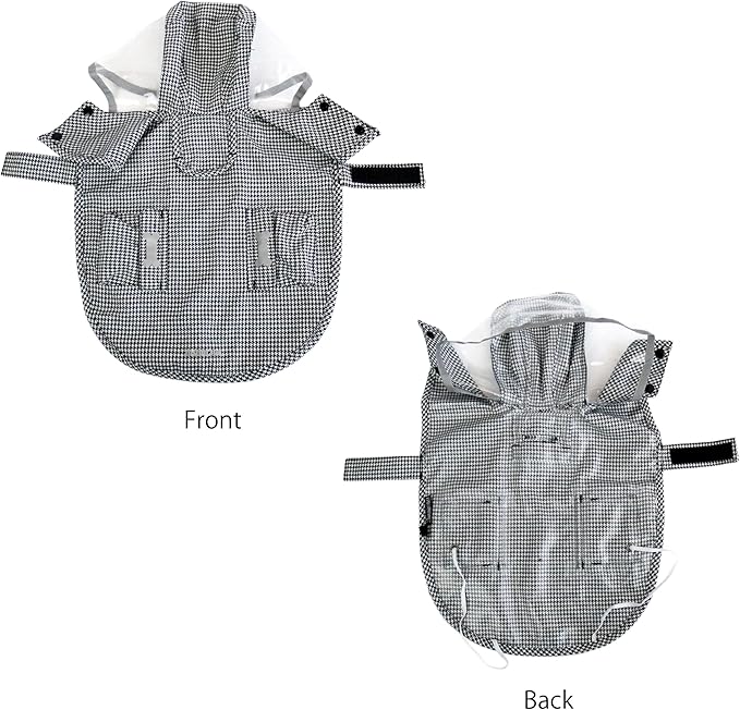 Waterproof Dog Raincoat, Adjustable Reflective Lightweight Pet Rain Clothes with Poncho Hood(X-Large,Black&White)