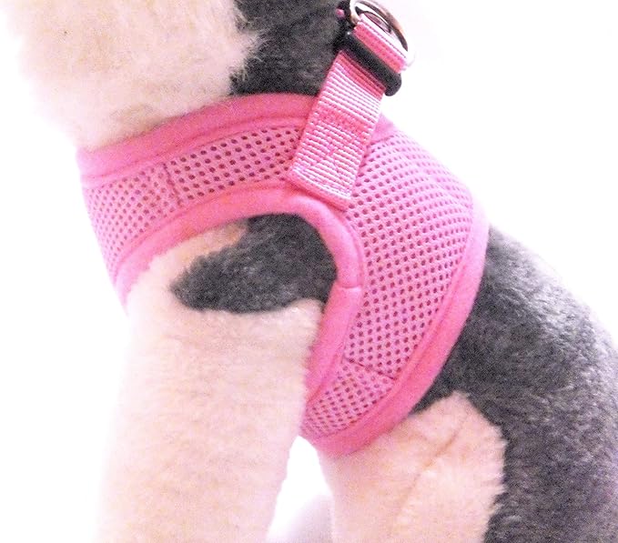 Soft No Pull Step-in Dog Harness Small Dog XXS XS Vest for Teacup, Chihuahua, Yorkie, Pomeranian Dog Vest Harness for Puppy Pink Mesh Comfy(2-4 lbs)