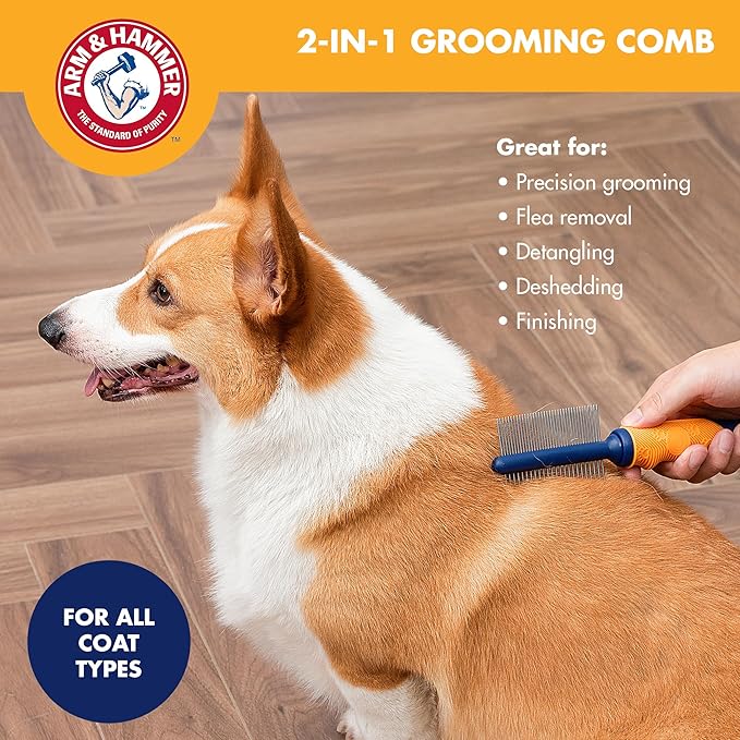 Arm & Hammer “Simply Glam” Dog Grooming Pin Deodorizing Comb with Fragrance Transfer Technology – Scented Dog Comb for Detangling & Shedding, Sweet Apple & Rose Scent