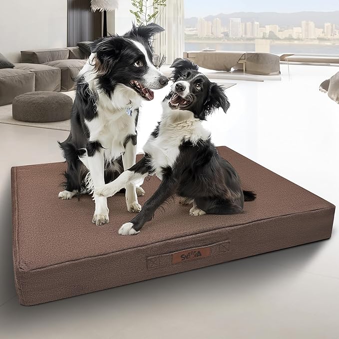 Sytopia 36-Inch Indestructible Chew-Resistant Dog Bed – Large, Waterproof & Orthopedic Pet Bed for Outdoor Use, Supports Up to 60 lbs, Machine-Washable, Great for Crates – Caramel Brown