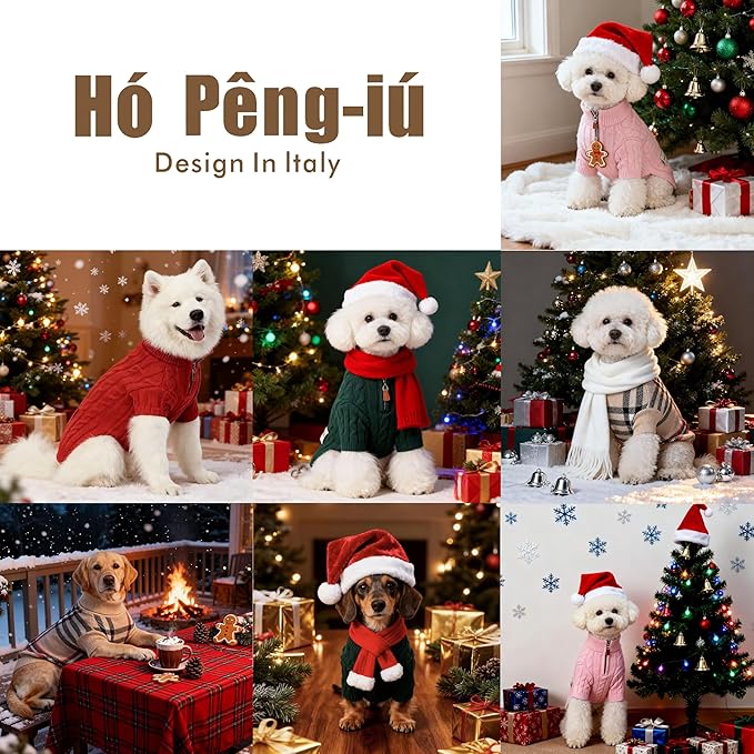 Small/Medium Dog Sweater, Warm Dog Winter Coat w/Sleeves, Comfortable High Neck Premium Dog Clothes for Mini Poodle-Best for Holidays, Daily Walks S Green