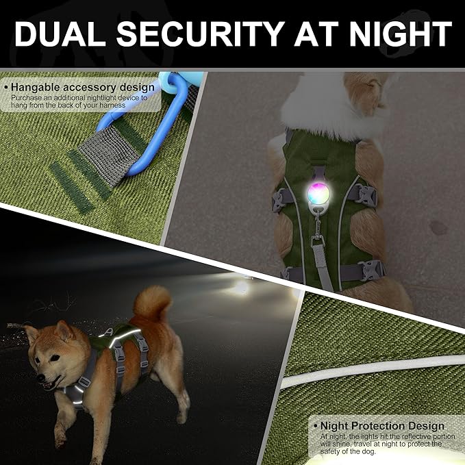 Escape Proof Dog Harness Small Sized Dog, Reflective No Pull Dog Vest with Handle, Lightweight Full Body Pet Harness Adjustable for Walking,Training(Blue,Chest:16-27")