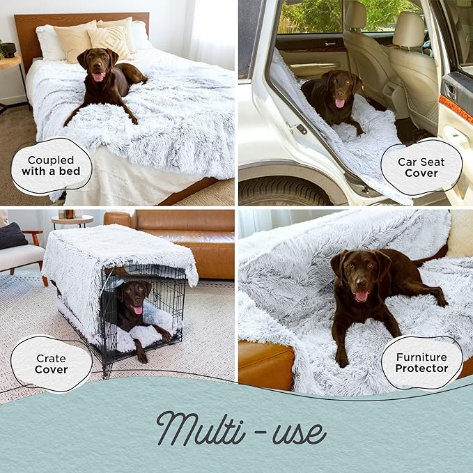 Best Friends by Sheri Calming Shag Cat and Dog Blanket with Non-Skid, Water Resistant Base, Machine Washable, Frost Gray, 60" x 80"