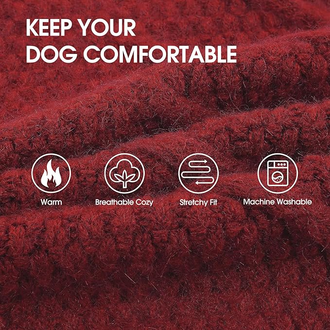 IECOii Dog Sweater Large Size Dog, XL Dogs Sweater Sleeveless with Good Stretchy, Warm Winter Knitwear for Male Female Dogs, Cold Weather Sweaters for Christmas Thanksgiving Halloween, DarkRed-XL