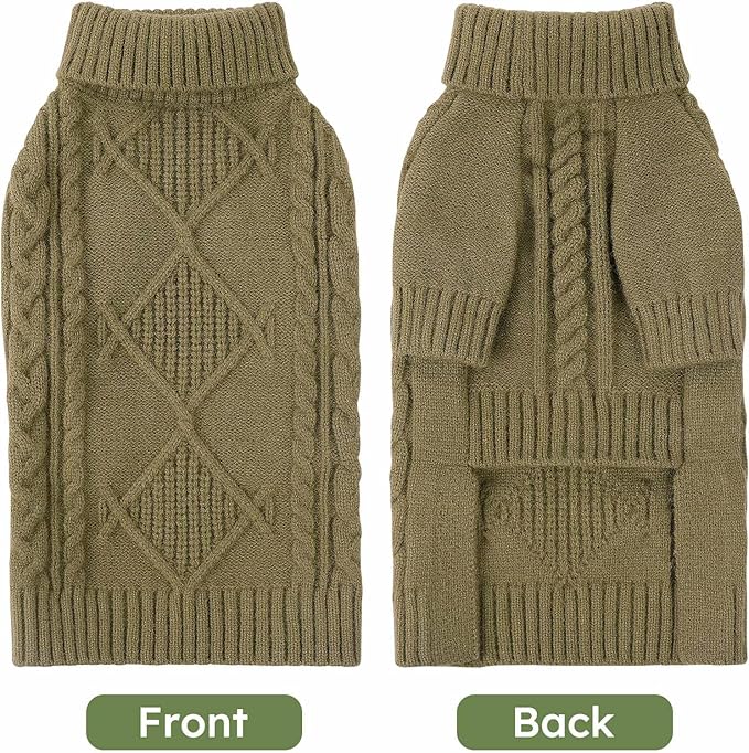 ASENKU Knitted Dog Sweater, Pullover Big Thermal Dog Winter Sweater, Turtleneck Doggy Sweaters for Large Medium Dogs Boy Girl, Warm Pet Sweaters Outfit Border Collie,Pit Bull,Golden Retriever, XL