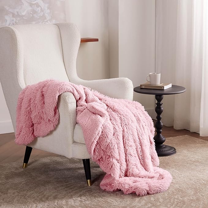 Bedsure GentleSoft Fuzzy Sherpa Faux Fur Twin Blanket Pink Cozy Gifts for Women Men, Soft Fleece Plush Warm Minky Thick Blanket Twin Size for Bed, Couch, Room Dorm Essentials Pink Decor Gifts, 60x80