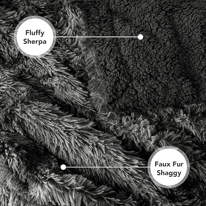 PetAmi Waterproof Dog Blanket for Small Medium Dogs, Calming Fleece Cat Blanket, Couch Protector Washable Sherpa Faux Fur Pet Throw for Puppy, Soft Reversible 29x40 Tie-Dye Black