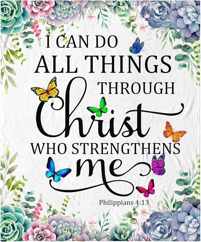 Christian Gifts for Women Inspirational Religious Blanket Bible Verse Scripture Prayer Throw Blanket Soft Flannel Healing Blanket 80"X60"