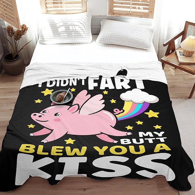 Funny Pig Blanket Gift for Girls Boys- 60x80 Inches Soft Flannel Throws Blankets Funny Gift for Teen Women Men Adult Cute Pig Lover Gifts for Birthday Christmas Halloween Bed Sofa Couch-Twin Size