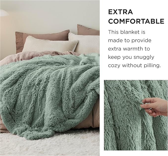 Bedsure GentleSoft Fluffy Sage Green King Size Blanket for Bed, Thick Soft Sherpa Faux Fur Fleece Bedding Fuzzy Plush Winter Warm Heavy Big Large King Blanket, Cozy Green Gifts for Men Women, 108x90