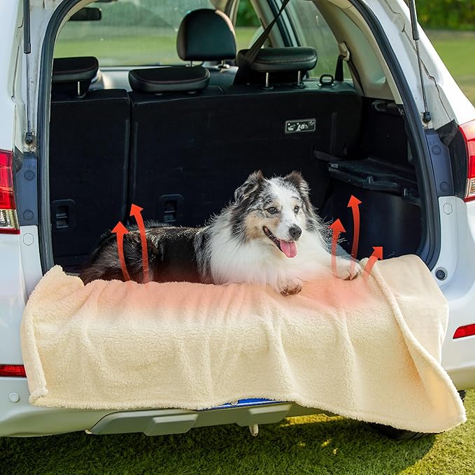 Bedsure Self Warming Blanket for Bed - Sherpa Fleece Waterproof Dog Blankets for Large Dogs, Pet Blankets for Bed/Couch/Dog Crate, Soft Plush Reversible Furniture Protector, Twin Size, 80"x60", White