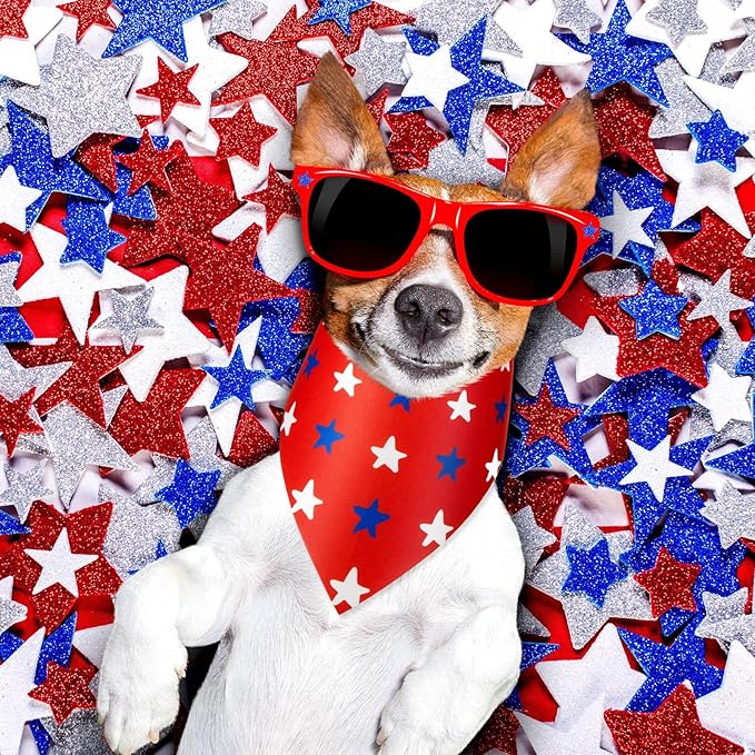 Preboun 50 Pcs Patriotic Dog Bandanas Bulk Labor Day Star Bandanas for Dogs Triangle Kerchief Scarf Set for Puppy Small Medium Large Workers' Veterans Day Costume Accessories(31.5 x 21.7 x 21.7)