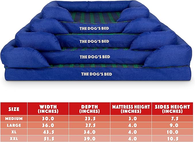 The Dog’s Bed, XL Black Watch Tartan, Memory Foam, Pain Relief: Arthritis, Hip & Elbow Dysplasia, Post Surgery, Lameness, Supportive, Calming, Waterproof Washable Cover