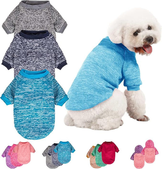 3 Pack Dog Sweater, Dog Sweaters for Small Dogs, Warm Soft Pet Clothes for Puppy, Medium Large Cat, Dogs Girl or Boy, Dog Shirt for Winter Christmas (Grey+Navy+Blue, XX-Large)